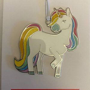 HALLMARK RAINBOW UNICORN CHRISTMAS METAL ORNAMENT NEW